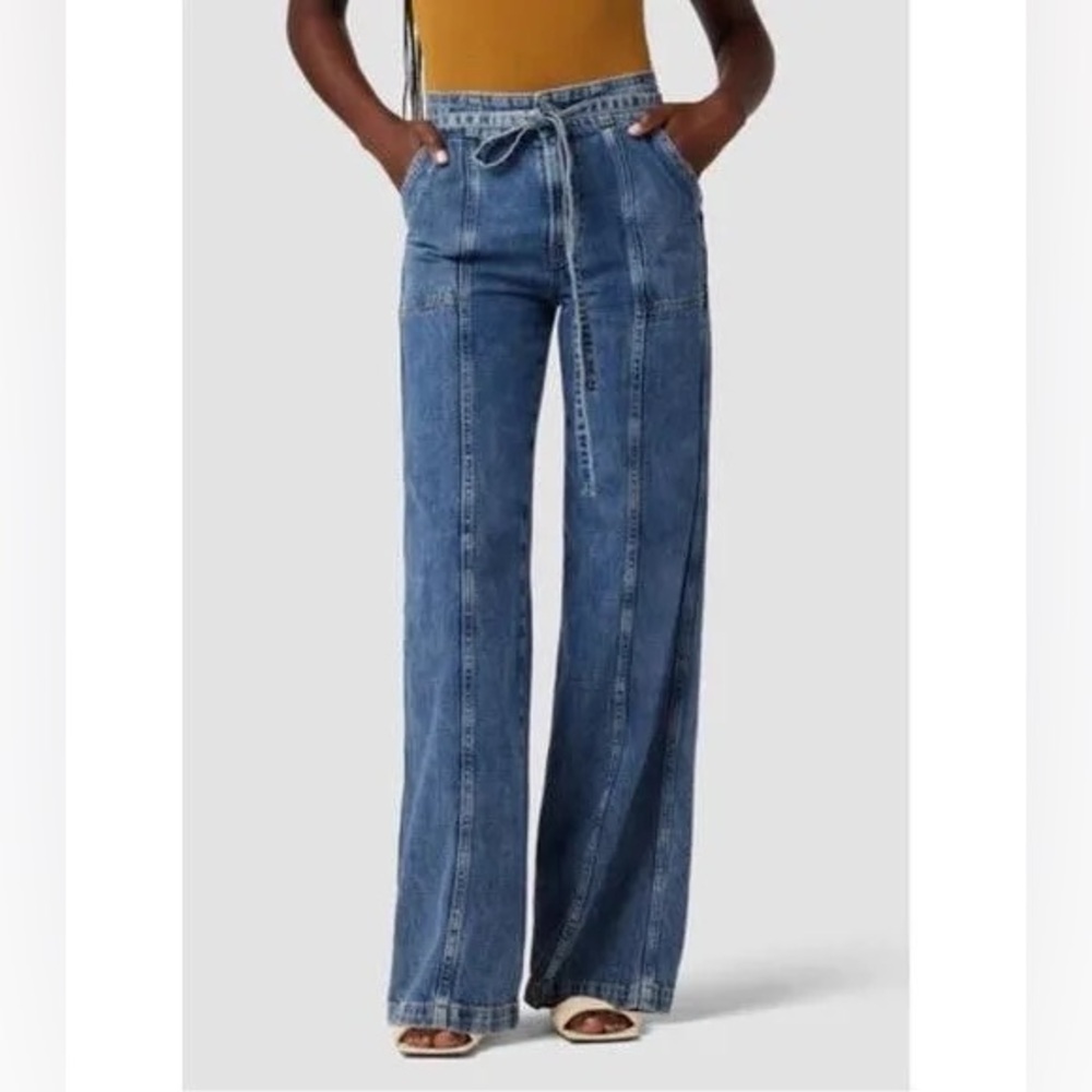 Hudson Trouser Jeans Blue Flare Wide-Leg- Anthropology